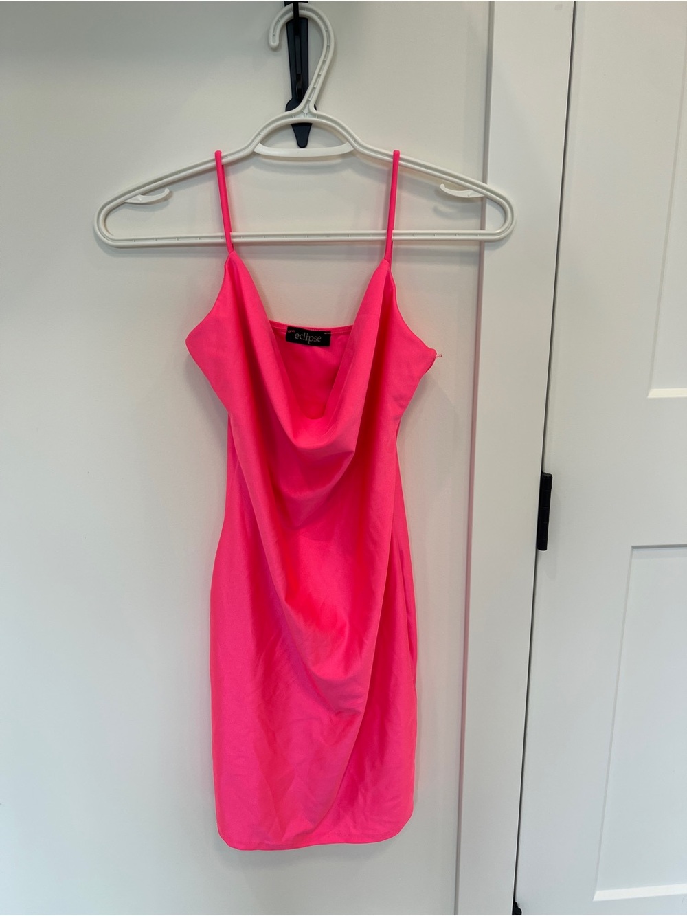 Eclipse Neon Pink Cowl Slip Mini Dress
